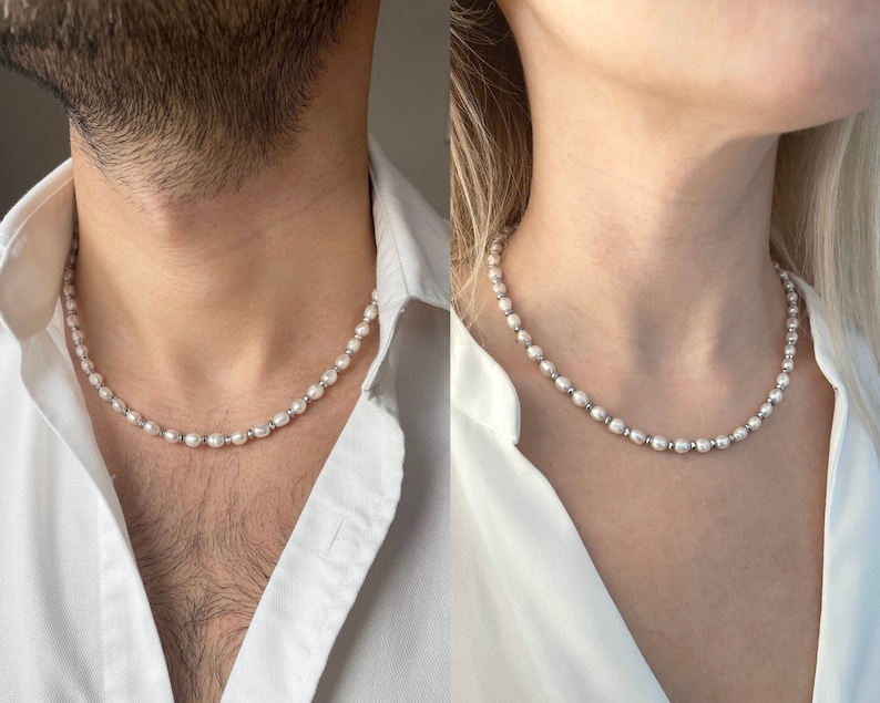 Mens Pearl Necklace, Couples Necklace, Harry Styles Necklace, Pearl Necklace Men, Real Pearl Necklace, Gifts for Men, y2k Necklace 