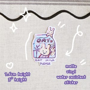 Cute Bunny Oat Milk Please Sticker Vegan Dairy-Free Sticker for Bottle Tumbler Coffee