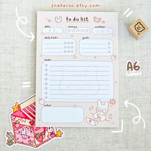 Cute To-Do Planner Memo Note Pad Daily Goals Bunny Bear List Sheet