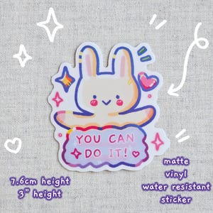 Adesivo coniglietto motivazionale carino "You Can Do It" Bujo viola