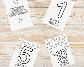 Numbers Colouring Pages, Book, Activity, Worksheets, Workbook, Counting, Toddler, Preschool, Early Years, Kindergarten, Reception, 1-10