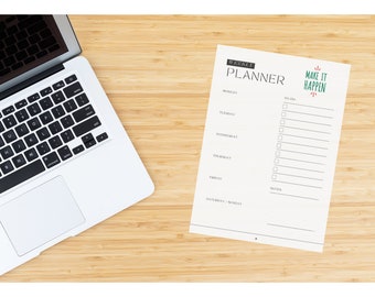 Minimalist Weekly Portrait Planner, Weekly Planning, Weekly Plan, Organiser, To Do List, Daily Planner, Checklist, Tracker, Template