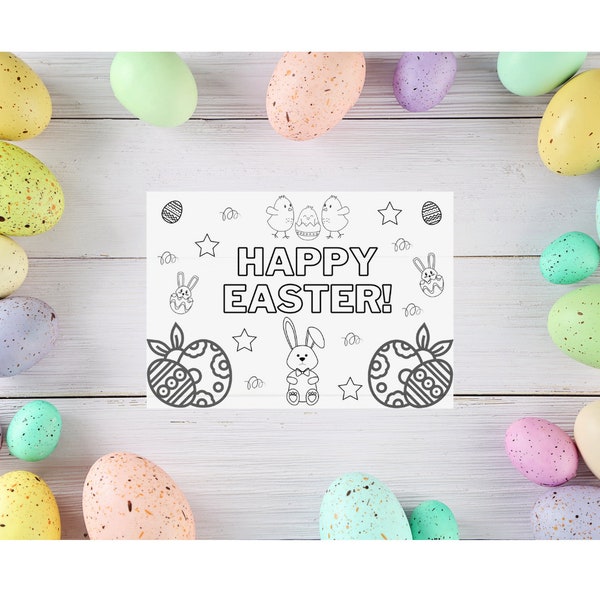 Children's Easter Colouring-in Placemat, Easter Party Decor, Colouring-in, worksheet, A4 Printable PDF Instant Digital Download