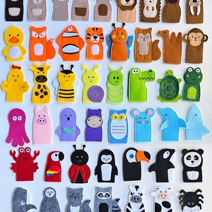 Personalisiertes Fingerpuppen-Set, Tierpuppen, Pädagogische Aktivitäten für Kleinkinder, Handgemachtes Montessori-Spielzeug, Fingertheater
