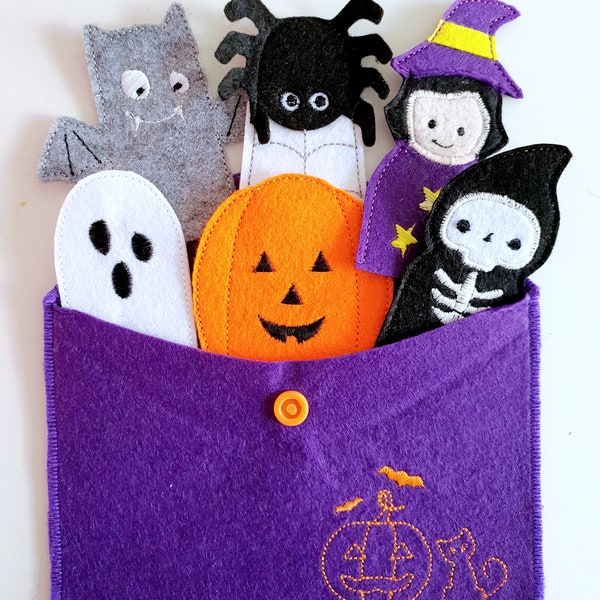 Felt Finger Puppet Set - HALLOWEEN, Gifts for Kids, Educational Activities for Toddlers, Handmade Montessori Toys