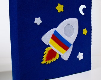 Felt Quiet Book - ROCKET, Educational Activities for Toddlers, Handmade Montessori Toys, Busy Book, Felt Activity Book