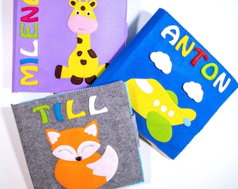 Libro tranquillo personalizzato, libro delle attività personalizzato, libro di attività in feltro, attività educative per bambini piccoli, giocattoli Montessori fatti a mano, libro delle attività