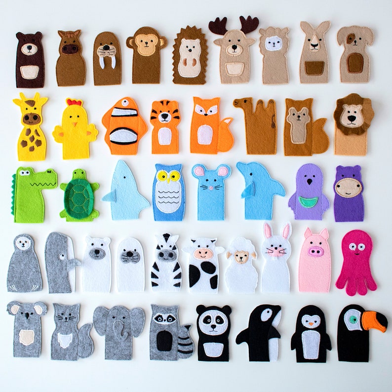 Make Your Own Felt Finger Puppets Set Animal Puppets Etsy