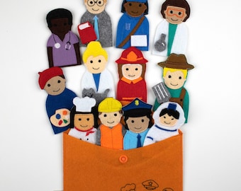 Set di marionette da dito in feltro OCCUPATIONS, attività educative per bambini piccoli, giocattoli Montessori fatti a mano, regali per bambini in età prescolare