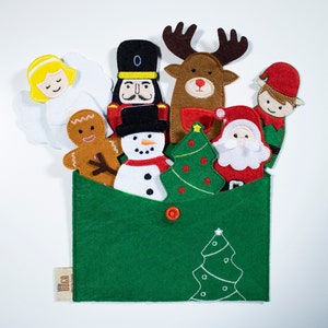 Christmas Finger Puppets Set, Educational Activities for Toddlers, Christmas Gifts for Kids, Handmade Montessori Toys, Puppet Theater