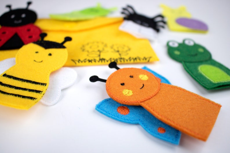 GARDEN ANIMALS Felt Finger Puppet Set, Educational Activities for Toddlers, Handmade Montessori Toy, Puppet Theater, Storytelling Activities image 8