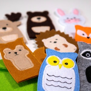 Felt Finger Puppet Set FOREST ANIMALS, Gifts for Kids, Educational Activities for Toddlers, Handmade Montessori Toys image 3