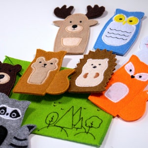 Felt Finger Puppet Set FOREST ANIMALS, Gifts for Kids, Educational Activities for Toddlers, Handmade Montessori Toys image 4