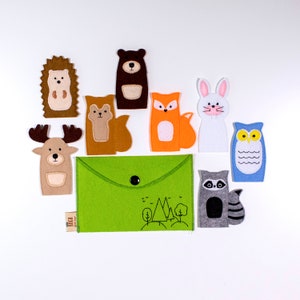 Felt Finger Puppet Set FOREST ANIMALS, Gifts for Kids, Educational Activities for Toddlers, Handmade Montessori Toys image 2