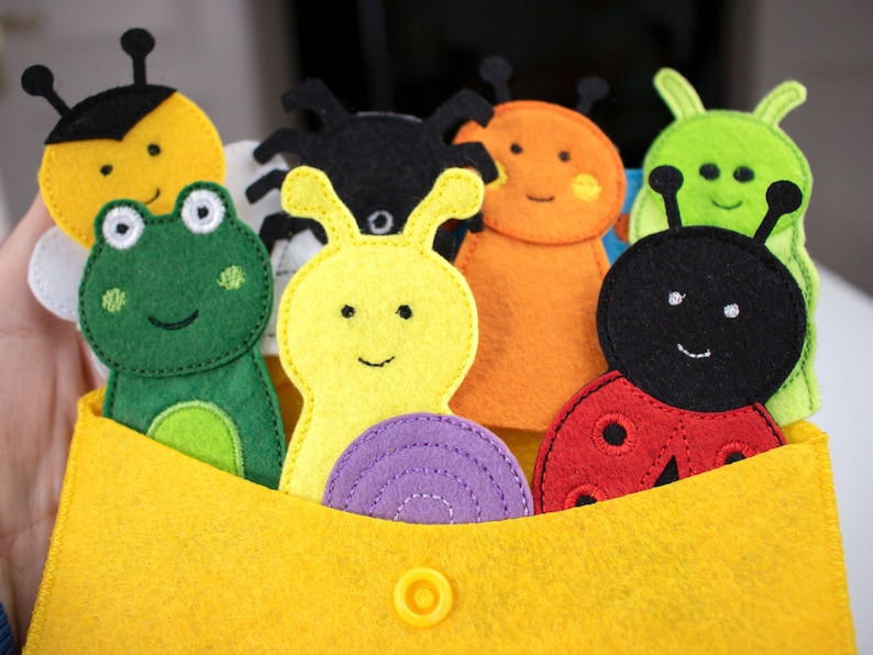 GARTEN TIERE Filz-Fingerpuppen-Set, pädagogische Aktivitäten, handgefertigtes Montessori-Spielzeug, Aktivitäten zum Geschichtenerzählen Bild 4