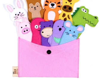Felt Finger Puppets - Make Your Own Set among 43 Animals, Educational Activities for Toddlers, Handmade Montessori Toys, Finger Theater