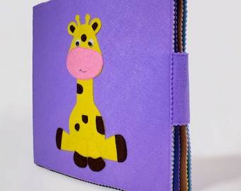 Felt Quiet Book - GIRAFFA, Attività educative per i più piccoli, Giocattoli Montessori fatti a mano, Libro occupato, Libro di attività in feltro