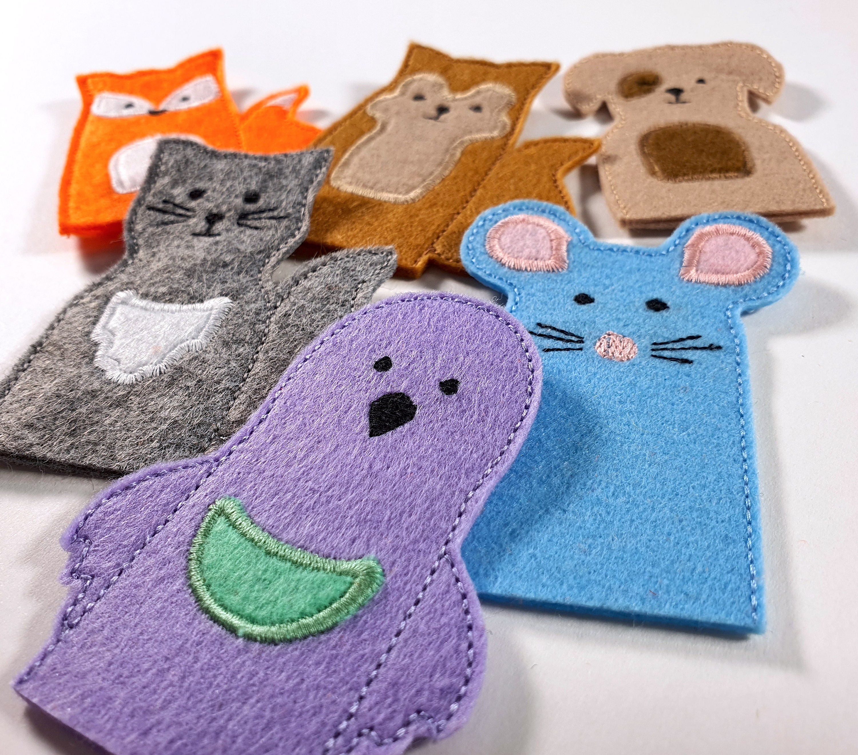 Felt Finger Puppets - Make Your Own Set Among 43 Animals, Educational ...