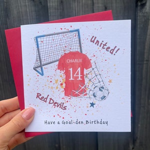 Personalised Handmade MANCHESTER UNITED Themed Birthday card. Football, Son, Dad, Brother, Boyfriend, Uncle, Nephew, Friend