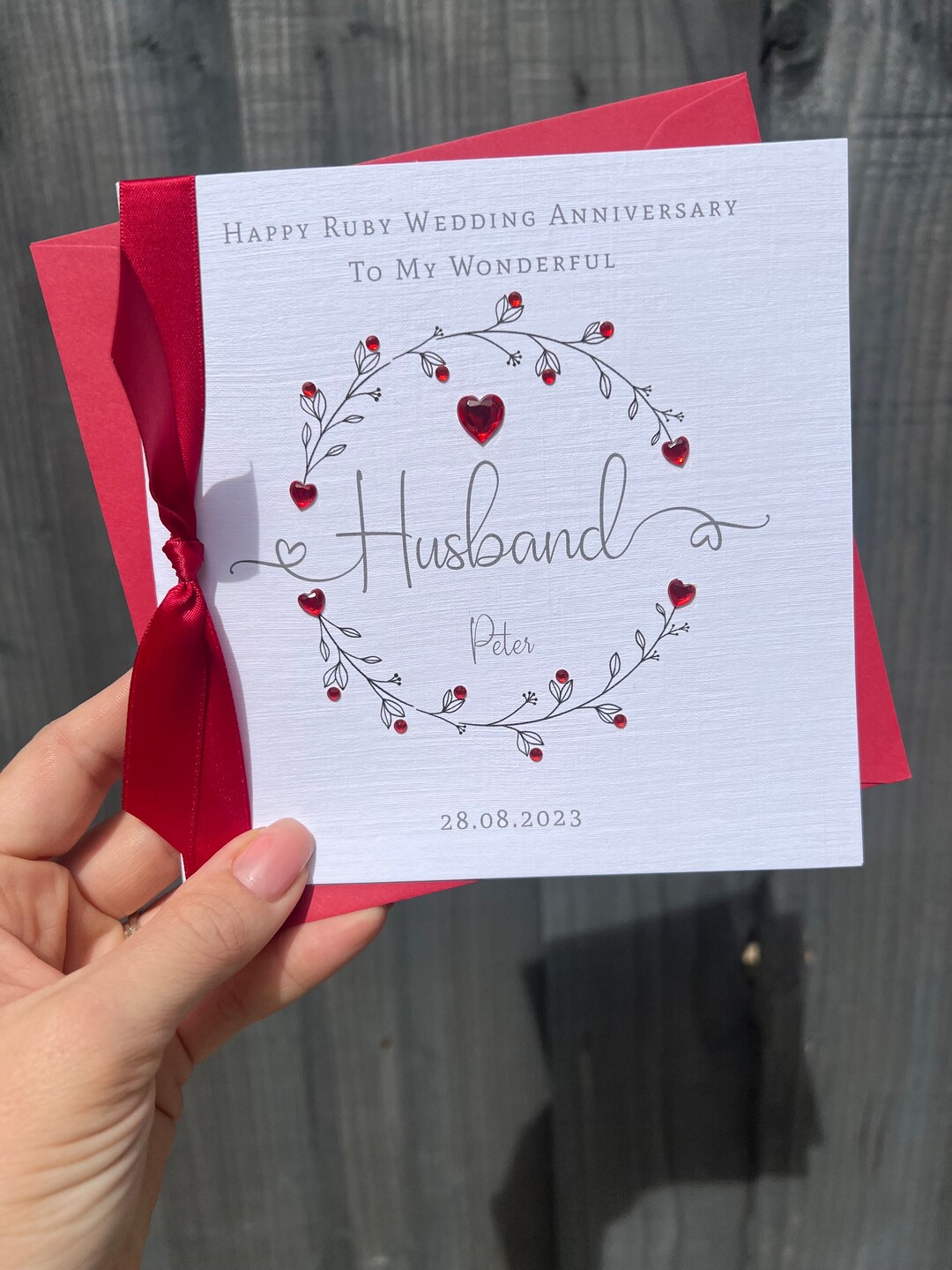 Personalised Handmade 40th Wedding Anniversary Card. Husband Wife ...