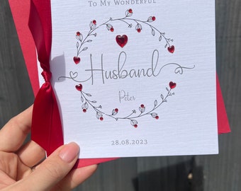 Personalised Handmade 40th Wedding Anniversary Card. Husband Wife Couple. Ruby wedding anniversary