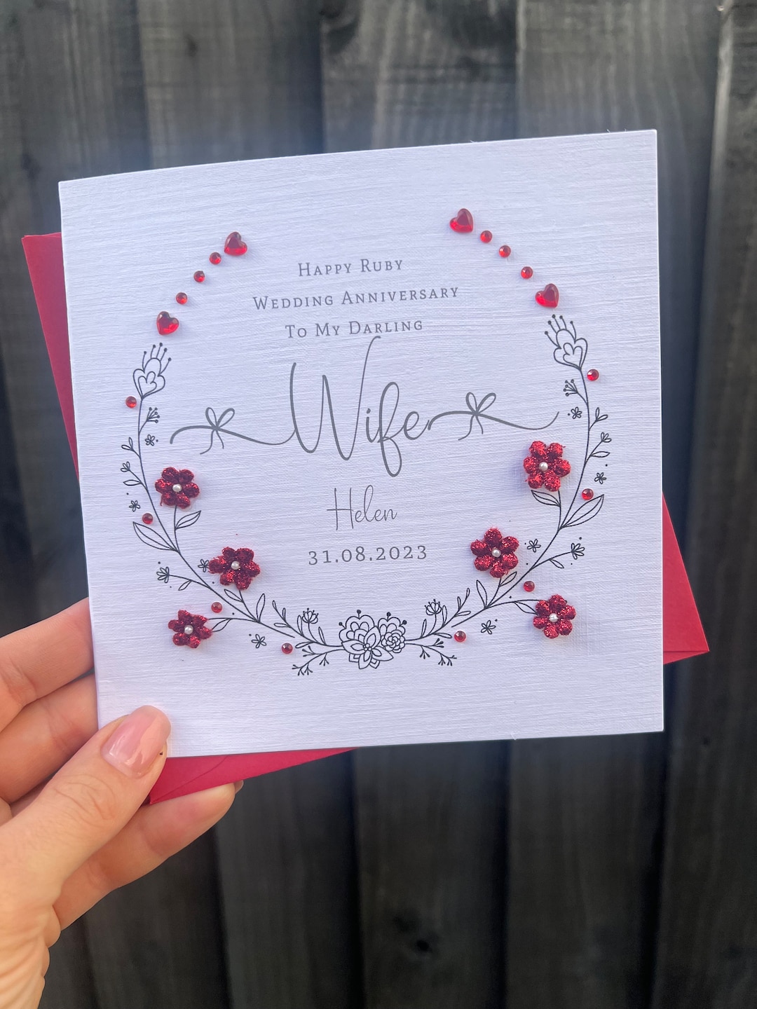 Personalised Handmade 40th Wedding Anniversary Card. Husband Wife ...