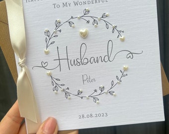 Personalised Handmade 30th Wedding Anniversary Card. Husband Wife Couple