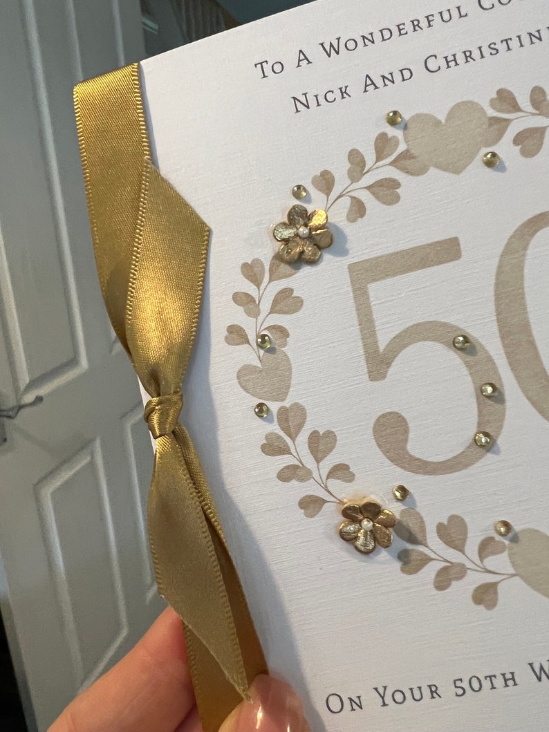 Personalised Handmade Gold Wedding Anniversary Card, Couple, 50 Years ...