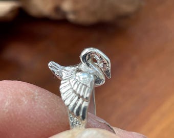 Massiver Silberring mit Schwan