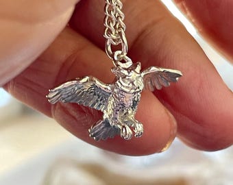 Geweihter Eulen Anhänger aus Sterling Silber