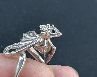 Sterling Silber Drachen Ring mit besetzten Augen