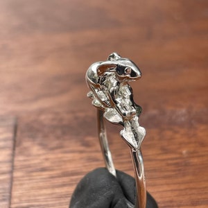 Silver rabbit on dandelion ring