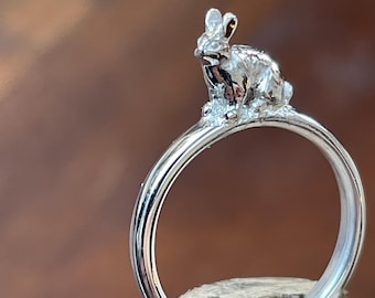 Silver small rabbit ring