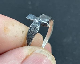 Kleiner Sterling Silber Raben Ring