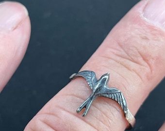 Sterling Silber Schwalbe Ring geschwärzt