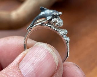 Massiver Silber Delfin Ring