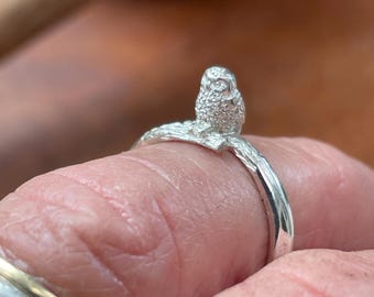 Massiver kleiner Silberring mit Eule