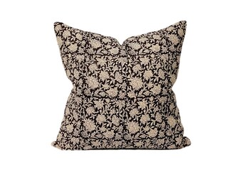 Designer Pillow Cover | Throw Pillows | Decorative Pillow Covers | Black Beige Floral Pillow | Sofa Pillow Cover | Modern Pillows