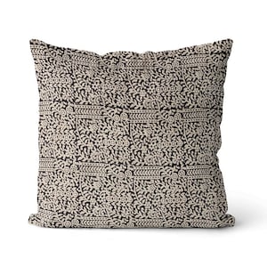 Designer Pillow Cover | Throw Pillows | Decorative Pillow Covers | Black Beige Floral Pillow | Sofa Pillow Cover | Modern Pillows