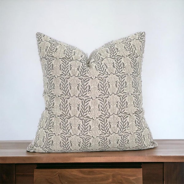 Lotus  Flower || Hand Block Printed Pillow Cover | linen block print pillow cover | Designer | High End | Farmhouse | Boho Pillow cover