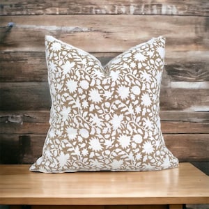 Posy Flower || Hand Block Printed Pillow Cover | linen block print pillow cover | Designer | High End | Farmhouse | Decorative pillows