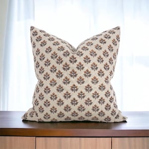 HAMMIRA ||Block print linen pillow cover,  /natural linen / Stripes natural linen pillow cover/ Decorative Pillows / Home Decor Pillows