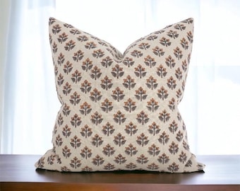 HAMMIRA ||Block print linen pillow cover,  /natural linen / Stripes natural linen pillow cover/ Decorative Pillows / Home Decor Pillows