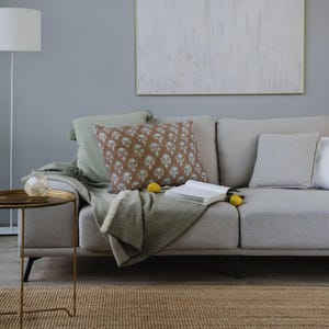 Lila | Hand Block Printed Pillow Cover | linen block print pillow cover | Designer | High End | Farmhouse | Decorative pillows