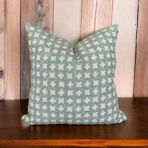 Teal Blue || Hand Block Printed Pillow Cover | natural linen block print pillow cover | Designer | High End | Farmhouse | Boho Pillow cover