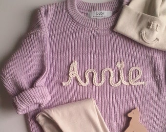 Grobstrick Pullover mit Personalisierung chunky knit sweater personalized personalisierte pullover namenspullover Name sweater