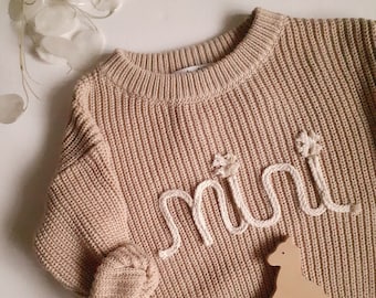 Grobstrick Pullover mit Personalisierung chunky knit sweater personalized personalisierte pullover namenspullover Name sweater