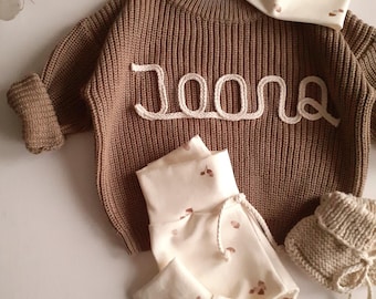 Chunky knit sweater with personalization, personalized name sweater