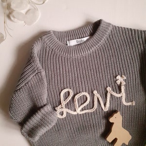 Grobstrick Pullover mit Personalisierung chunky knit sweater personalized personalisierte pullover namenspullover Name sweater Bild 9