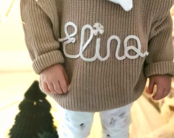 Chunky knit sweater with personalization, personalized pullover, name sweater